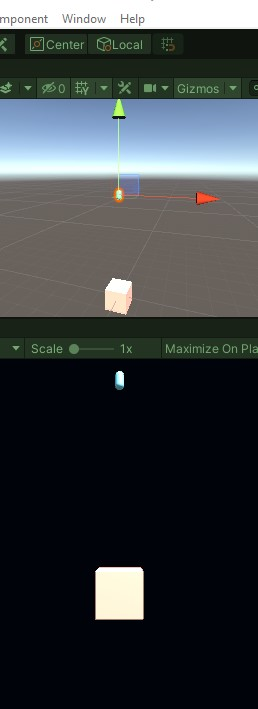 Paused Game view showing laser at top limit